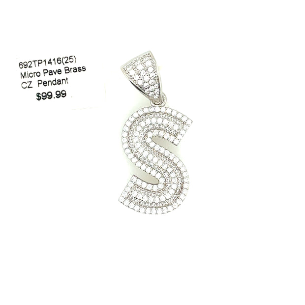 Initial Charm - Letter S Brass Pendant