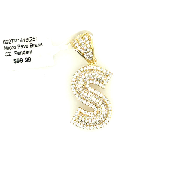 Initial Charm - Letter S Brass Pendant