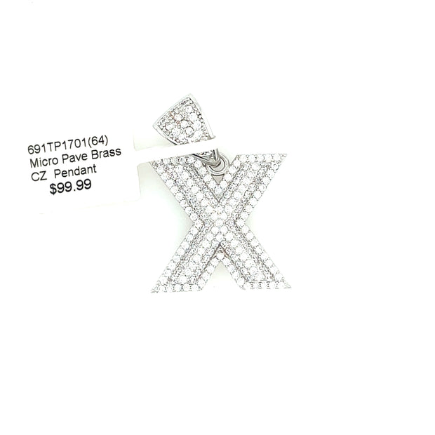 Initial Charm - Letter X Brass Pendant