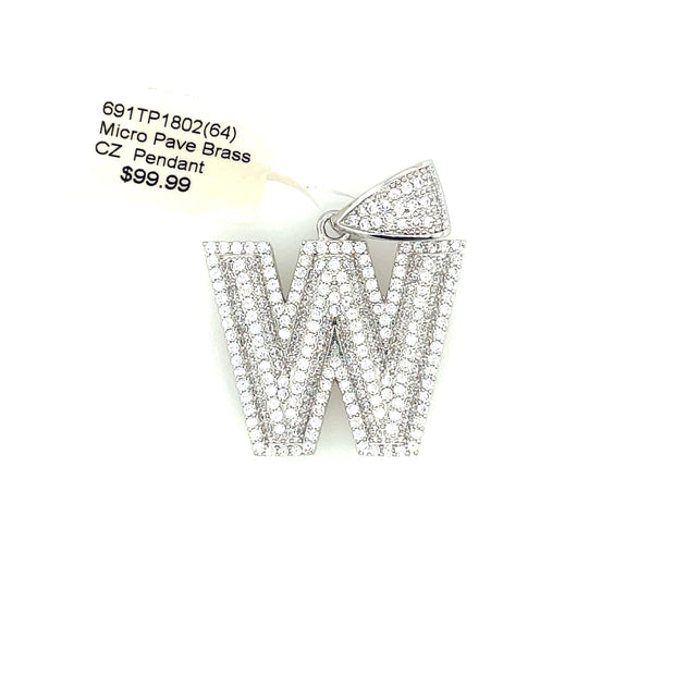 Initial Charm - Letter W Brass Pendant