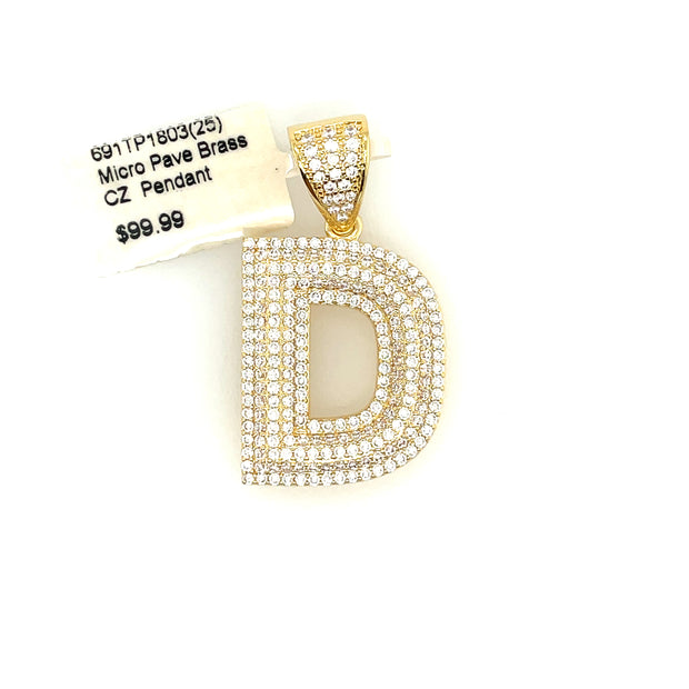 Initial Charm - Letter D Brass Pendant