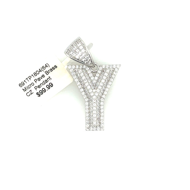 Initial Charm - Letter Y Brass Pendant
