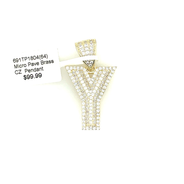 Initial Charm - Letter Y Brass Pendant