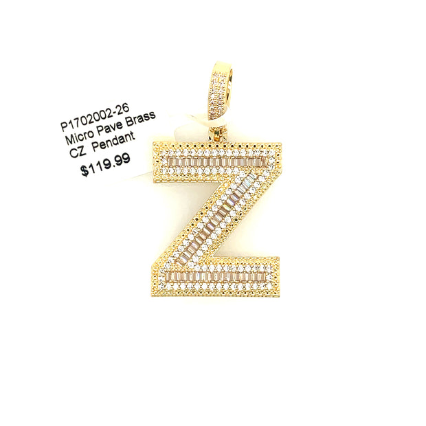 Initial Charm - Letter Z Brass Pendant