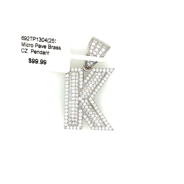Initial Charm - Letter K Brass Pendant
