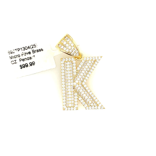 Initial Charm - Letter K Brass Pendant