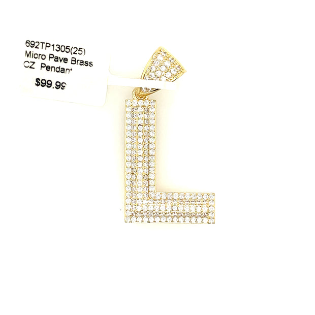 Initial Charm - Letter L Brass Pendant