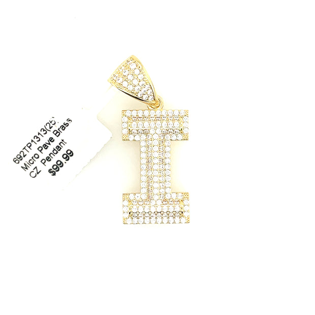 Initial Charm - Letter I Brass Pendant
