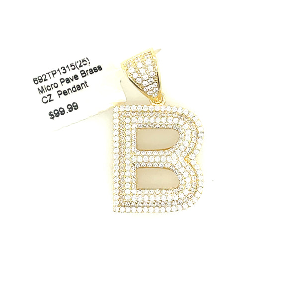 Initial Charm - Letter B Brass Pendant