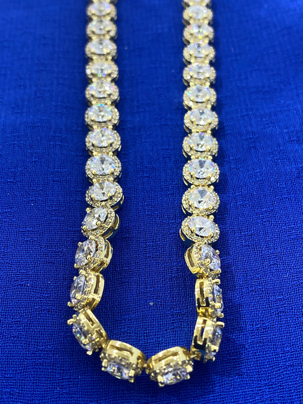 Round CZ Brass Chains