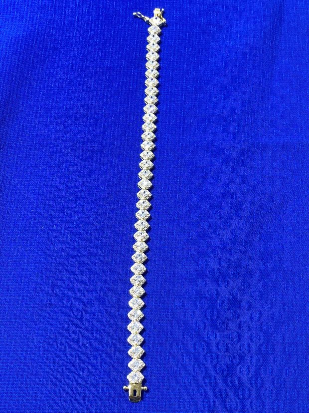 Square Cuban Stone Silver Bracelet