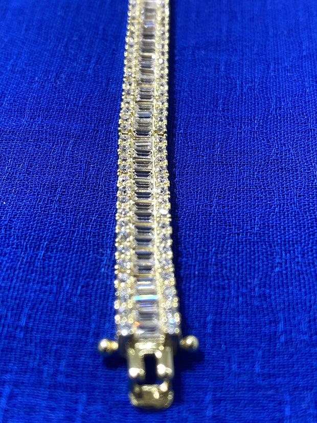 Baguette Plus Stone Silver Bracelet