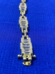 Baguette Plus Cuban Link Silver Bracelet