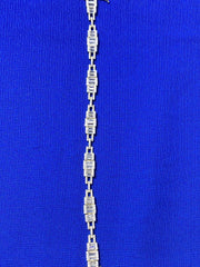 Baguette Plus Cuban Link Silver Bracelet
