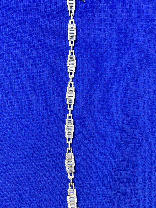 Baguette Plus Cuban Link Silver Bracelet