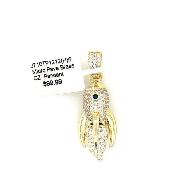 Rocket Brass Pendant