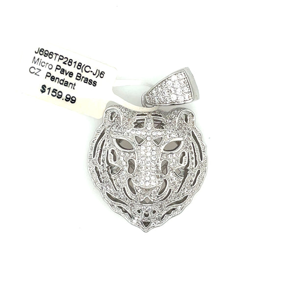 Tiger With Crown Brass Pendant