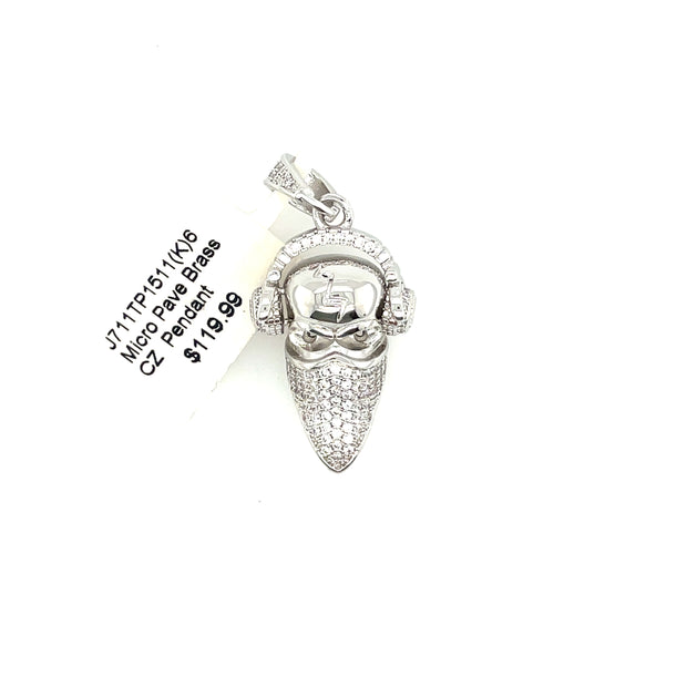 Man with Mask Brass Pendant