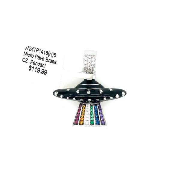 Alien UFO Brass Pendant