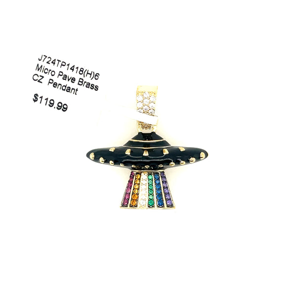 Alien UFO Brass Pendant