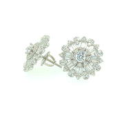 Flower with Baguette Sterling Silver Earring