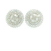 Flower with Hexagon Sterling Silver Earring