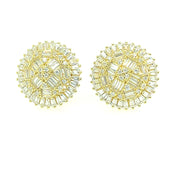 Flower with Hexagon Sterling Silver Earring