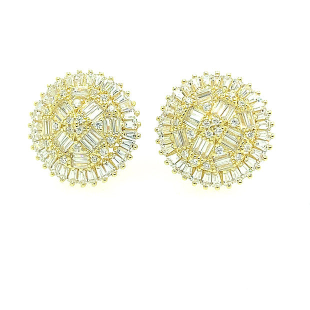 Flower with Hexagon Sterling Silver Earring