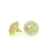 Flower with Hexagon Sterling Silver Earring