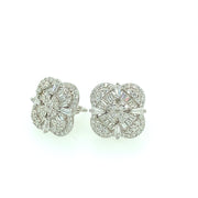 Flower with Baguette Sterling Silver Earring
