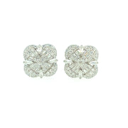 Flower with Baguette Sterling Silver Earring