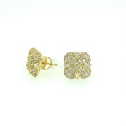 Flower with Baguette Sterling Silver Earring