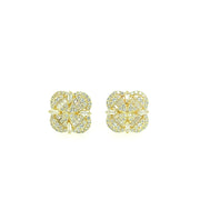 Flower with Baguette Sterling Silver Earring