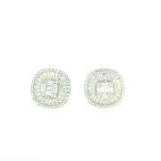 Double Oval with Baguette Stone Sterling Silver Earring