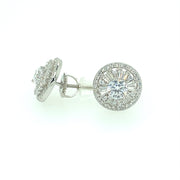 Round with hexagon baguette Sterling Silver Earring