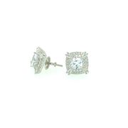 Square with Square Stone Sterling Silver Earring
