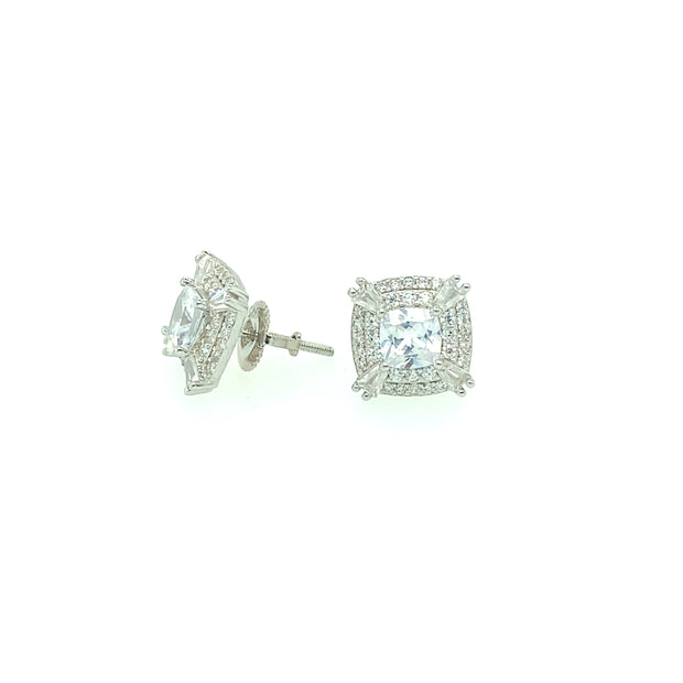 Square with Square Stone Sterling Silver Earring
