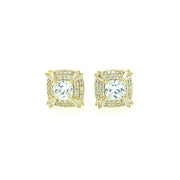 Square with Square Stone Sterling Silver Earring