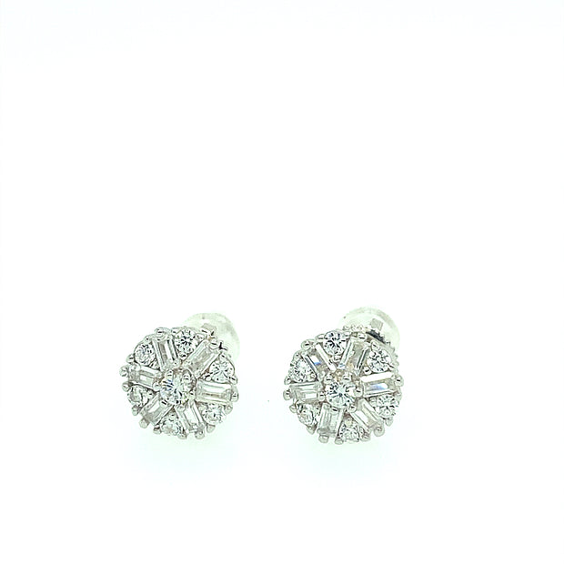 Round Flower Sterling Silver Earring