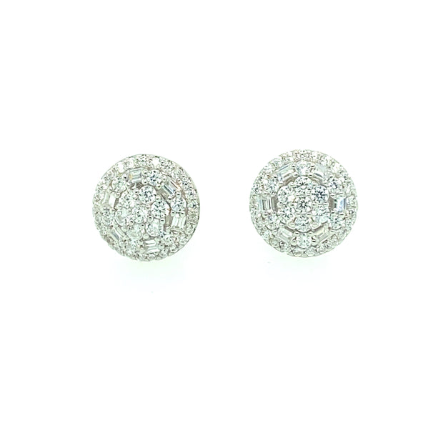 Round with Six Stone Sterling Silver Earring