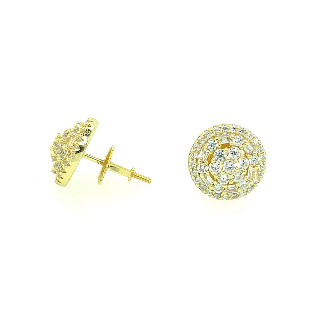 Round with Six Stone Sterling Silver Earring