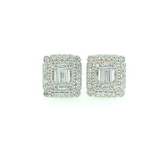 Rectangle baguette with Four Stone Sterling Silver Earring