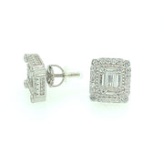 Rectangle baguette with Four Stone Sterling Silver Earring