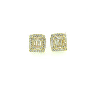 Rectangle baguette with Four Stone Sterling Silver Earring