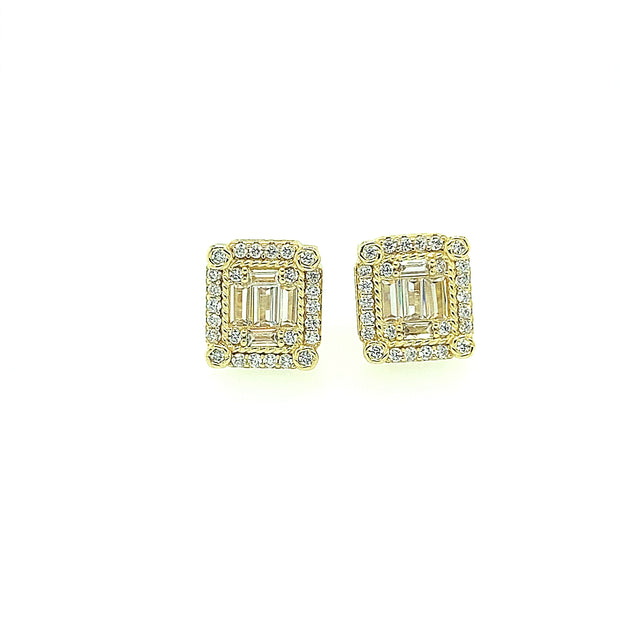 Rectangle baguette with Four Stone Sterling Silver Earring