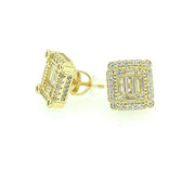 Rectangle baguette with Four Stone Sterling Silver Earring