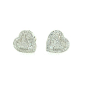 Double Heart with Baguette second Sterling Silver Earring