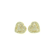 Double Heart with Baguette second Sterling Silver Earring