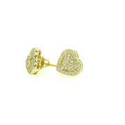 Double Heart with Baguette second Sterling Silver Earring