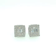 Rectangle baguette Stone Sterling Silver Earring